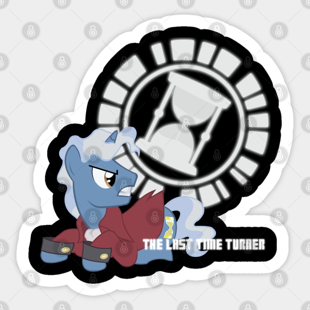 The Last Time Turner - (The 3rd Doctor Whooves) Sticker by Brony Designs